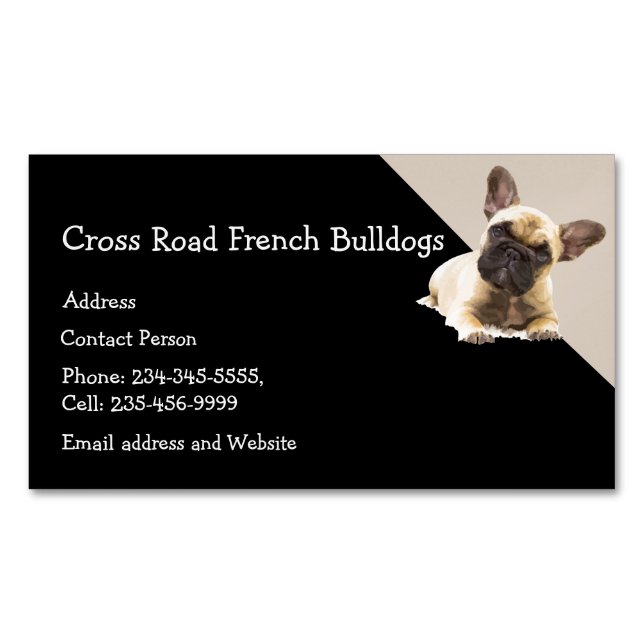 Custom French Bulldog Dog Pet Animal Logo  Business Card Magnet (Front)