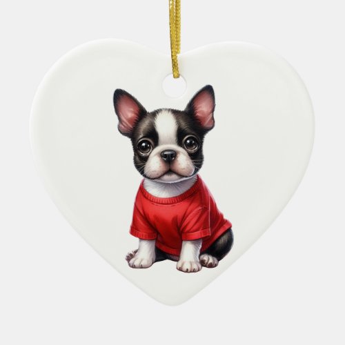 Custom French Bulldog Dog Valentine Ceramic Ornament