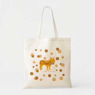 Custom French Bulldog Photo and Name Polka Dot  Tote Bag