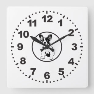 Custom French Bulldog Puppy Pick Your Color Square Wall Clock