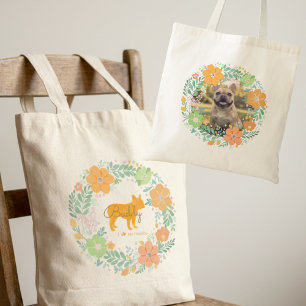 Custom French Bulldog Tote – Pastel Orange Floral  Bag