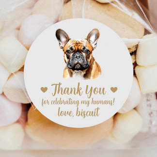 Custom French Bulldog Wedding Favor Stickers