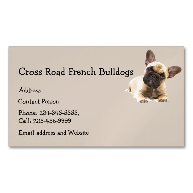 Custom French Bulldogs Dog Pet Animal Logo Business Card Magnet (Front)