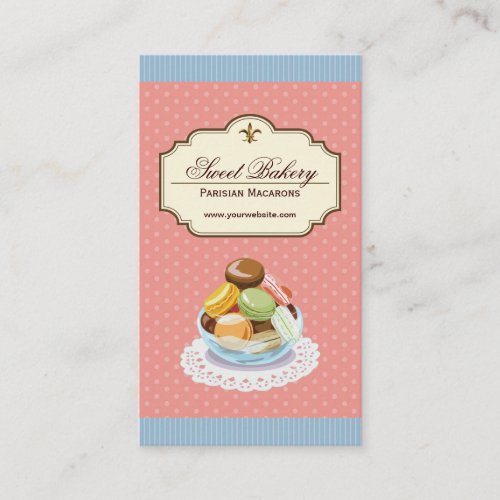 Custom French Parisian Macarons Dessert Store Business Cards