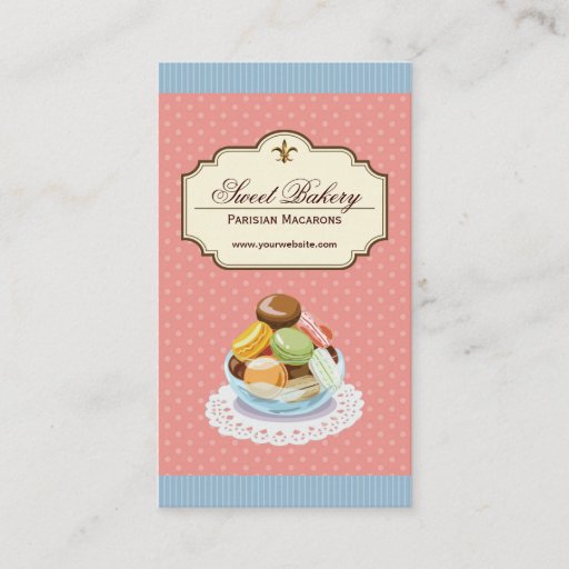Customizable Custom French Parisian Macarons Dessert Store Business Cards