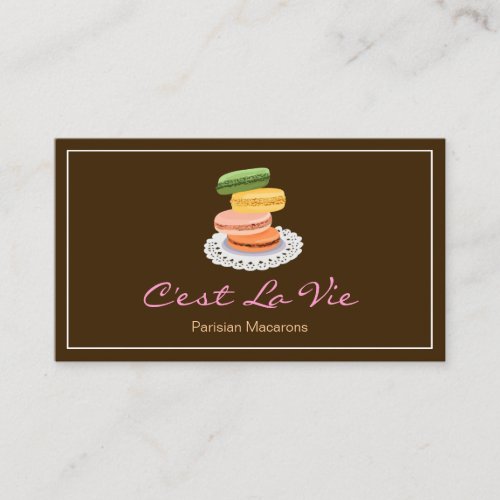 Custom French Parisian Macarons Dessert Store Business Card Templates