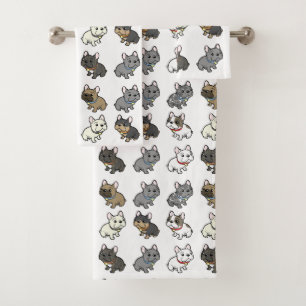 custom frenchie bath towel set 