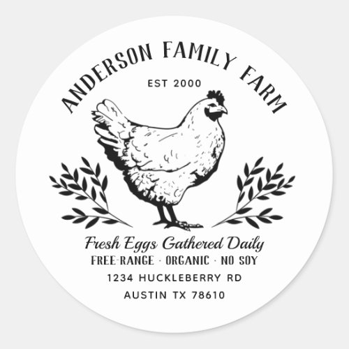 Custom Fresh Eggs Family Farm  Classic Round Sticker