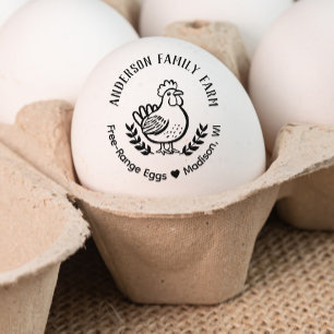 Custom Fresh Eggs Family Farm Cute Chicken Rubber Stamp