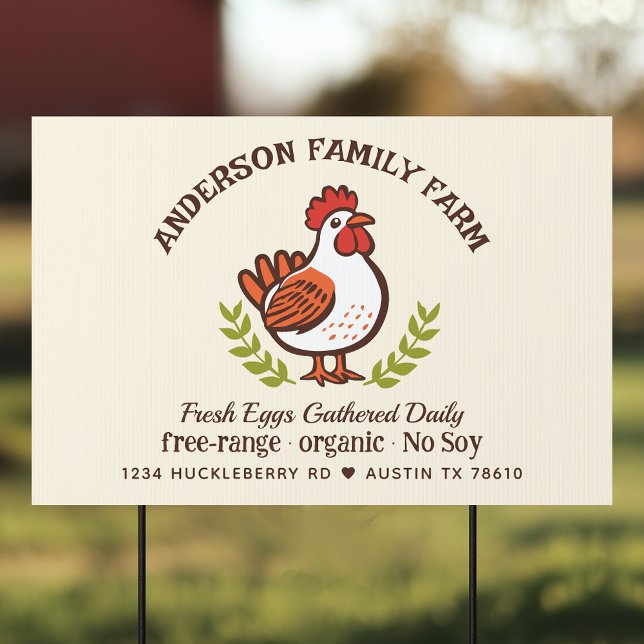 Custom Fresh Eggs Family Farm Cute Chicken Sign (Creator Uploaded)
