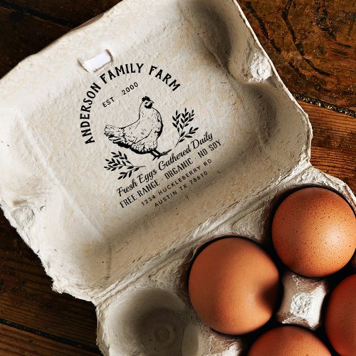 Custom Fresh Eggs Family Farm Rubber Stamp