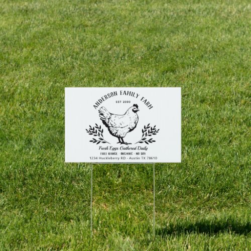 Custom Fresh Eggs Family Farm  Sign