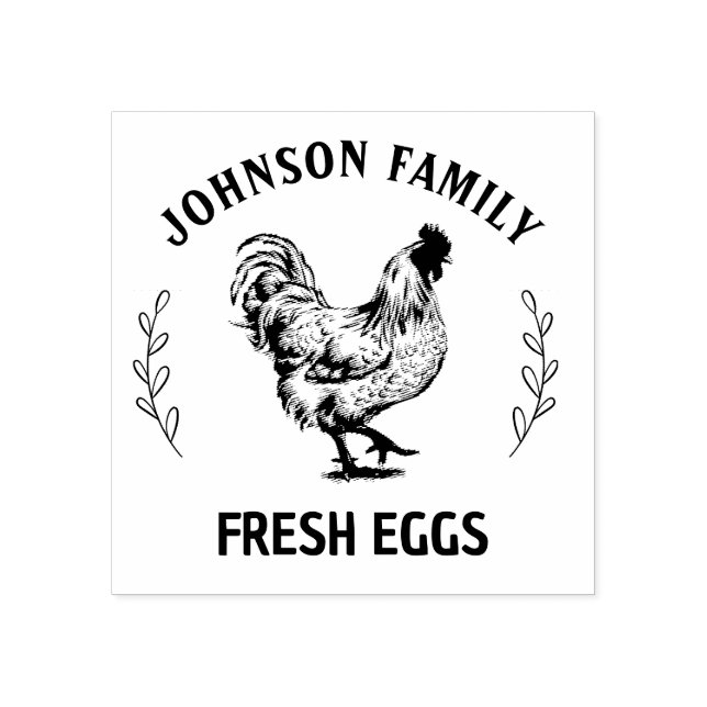 Custom Fresh Eggs Family | Farmhouse Hen | Egg  Ru Rubber Stamp (Imprint)