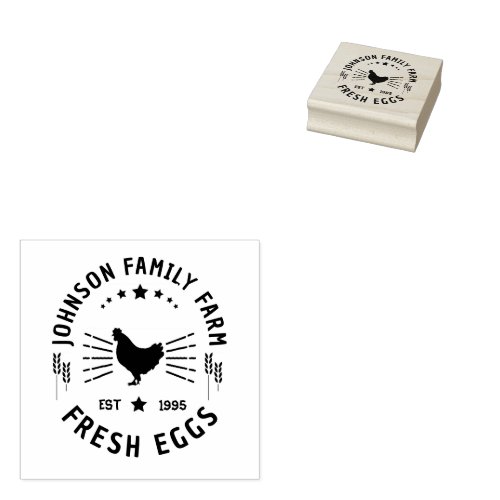 Custom Fresh Eggs Family  Farmhouse Hen  Egg  Rubber Stamp