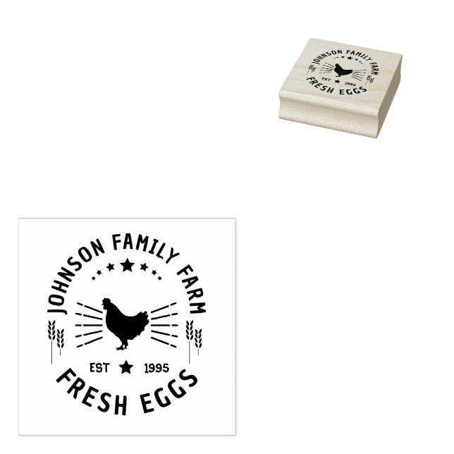 Custom Fresh Eggs Family | Farmhouse Hen | Egg  Rubber Stamp (Stamped)
