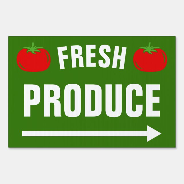 Custom Fresh Produce yard sign with pointing arrow (Front)