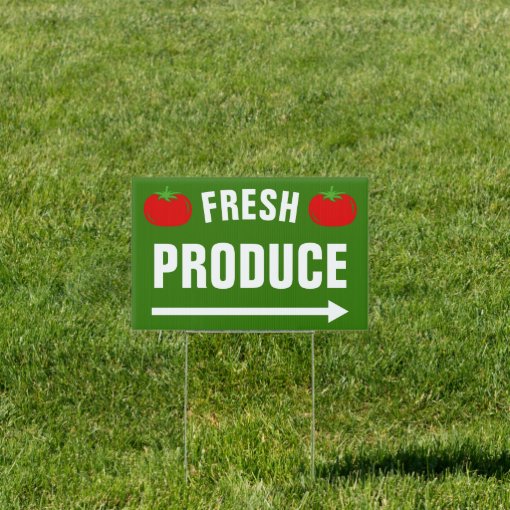 Custom Fresh Produce yard sign with pointing arrow Zazzle