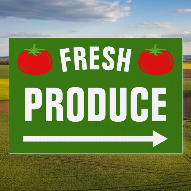 Custom Fresh Produce yard sign with pointing arrow (fresh produce sign)
