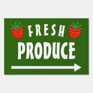 Custom Fresh Produce yard sign with strawberries