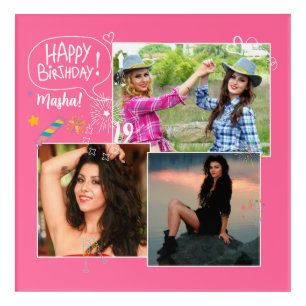 Custom Friend Happy Birthday Photo Collage  Acrylic Print