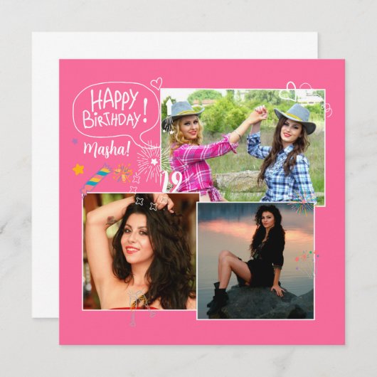 Custom Friend Happy Birthday Photo Collage Magnet (Front/Back)