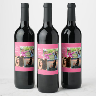 Custom Friend Happy Birthday Photo Collage  Wine Label