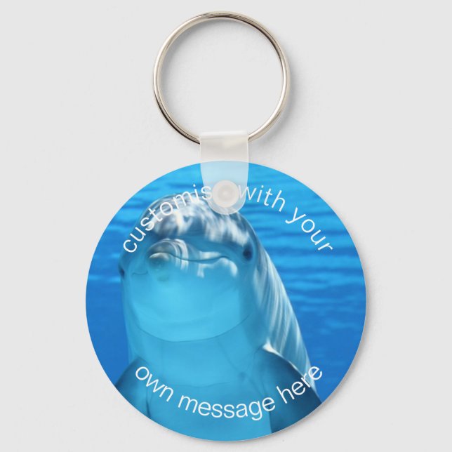 Custom Friendly Dolphin Photo Keychain (Front)