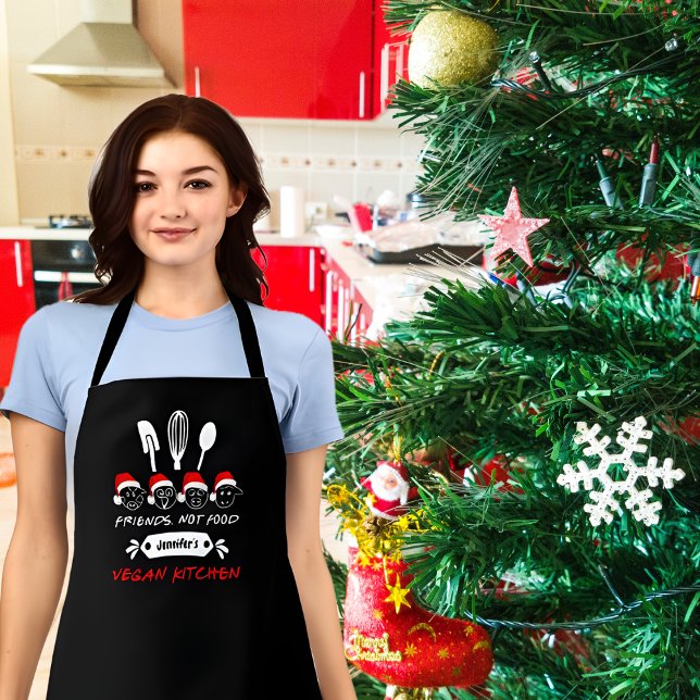 Custom Friends Not Food, Vegan kitchen Apron (Creator Uploaded)