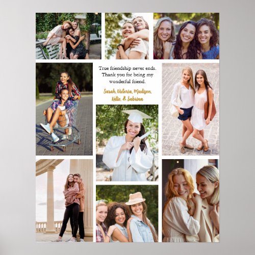 Custom Friends Photo Collage Friendship Quote Poster