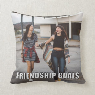Custom Friends Photo Funny Friendship Goals Meme Throw Pillow