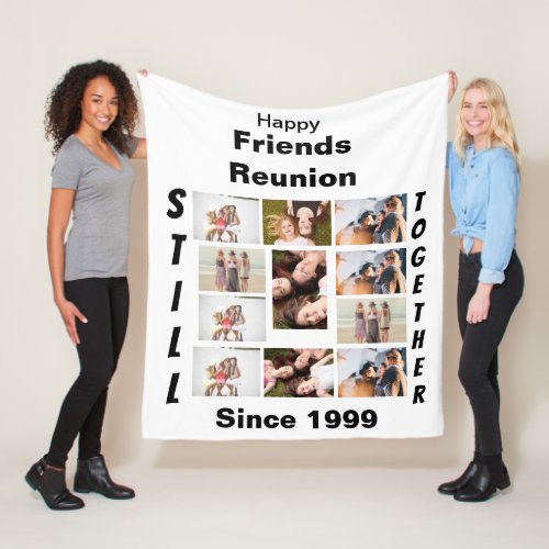 Custom Friends Reunion 11 Photo Collage Fleece Blanket