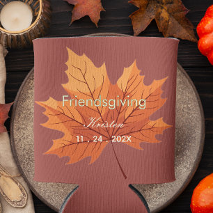 Custom Friendsgiving Personalized Rustic fall Can Cooler