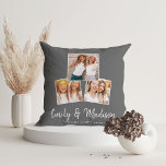 Custom Friendship Chic Photo Best Friends Besties Throw Pillow<br><div class="desc">Custom Besties Photo pillow featuring your own personalized names on the back on gray alongside an Instagram 3 - photo collage as well as your favorite photo on the front. Perfect gift for a keepsake graduation gift or a sweet birthday surprise for your best friend forever.</div>