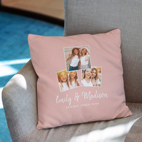 Custom Friendship Chic Photo Best Friends Besties Throw Pillow