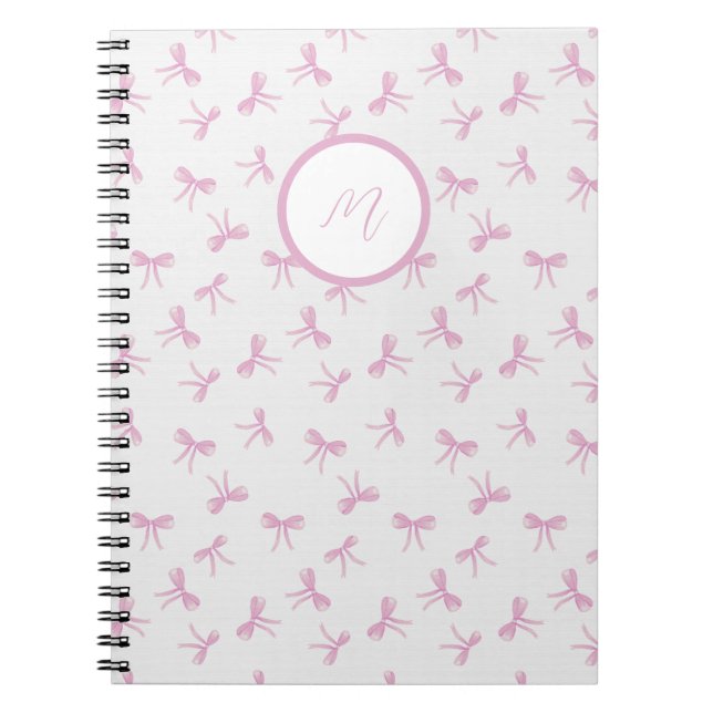 Custom Frilly Coquette Pink watercolor Bow Notebook (Front)