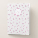 Custom Frilly Coquette Pink watercolor Bow Pocket Folder<br><div class="desc">Handpainted pink watercolor bow on canvas-textured background,  perfect for a coquette feminine pocket folder personalized with your own initial.</div>