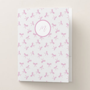 Custom Frilly Coquette Pink watercolor Bow Pocket Folder