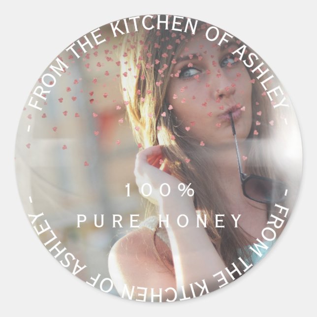 Custom From Kitchen Honey Photo Pink Rose Bubble Classic Round Sticker (Front)