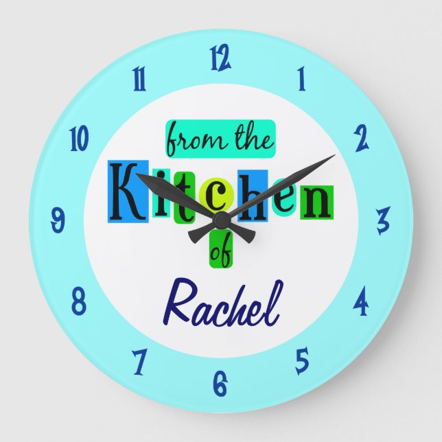 Custom From the Kitchen Of Blue Green Colors Clock (Front)