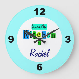 Custom From the Kitchen Of Blue Green Colors Clock