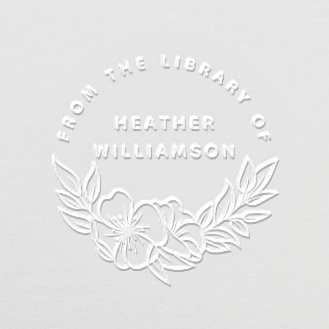 Custom From The Library Elegant Flowers Book Embosser (Design)