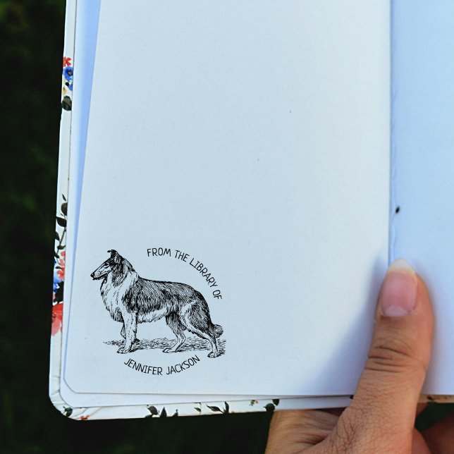 Custom From the Library Of, Dog Collie Book  Rubber Stamp (Creator Uploaded)