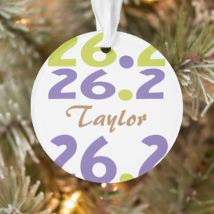 Custom Front/Back Name Time 26.2 marathon Runner Ornament