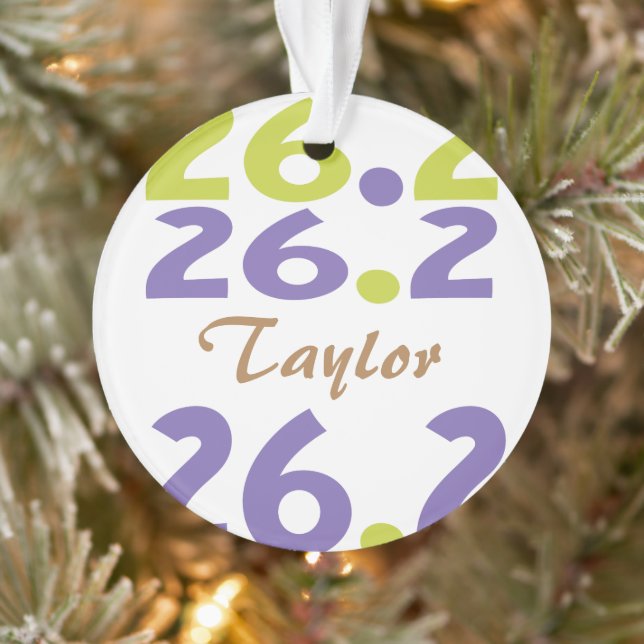 Custom Front/Back Name Time 26.2 marathon Runner Ornament (Tree)