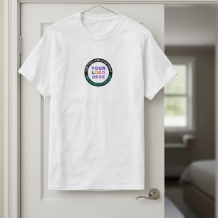 Custom Front Back Text with Simple Business Logo T-Shirt