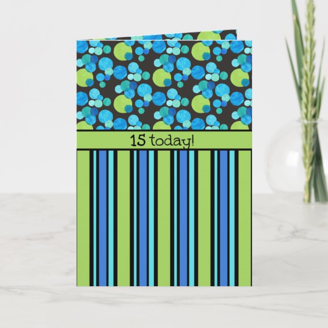 Custom Front Birthday Card: Blue Moons and Stripes Card (Front)