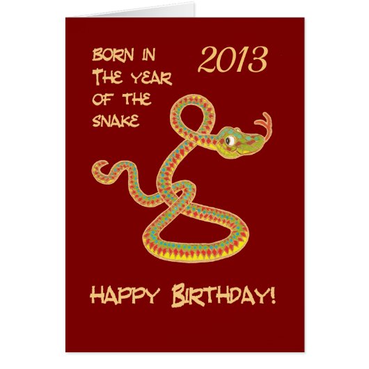 Custom Front Chinese Year of the Snake Birthday Cards (Front)