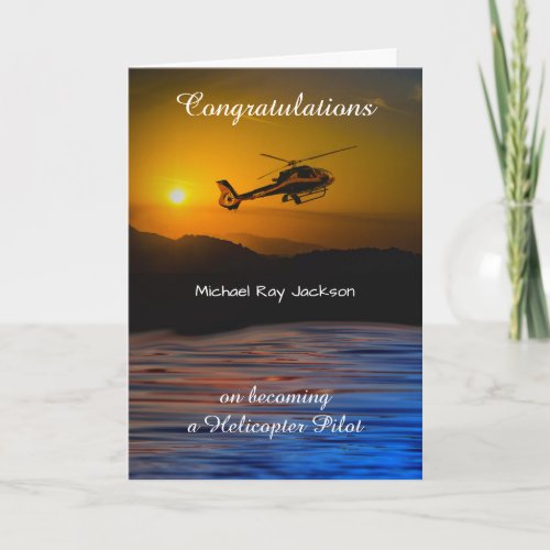 Custom Front Congratulations Helicopter Pilot Card