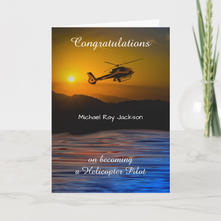 Custom Front, Congratulations Helicopter Pilot Card | Zazzle