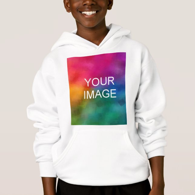 Custom Front Design Trendy White Template Boys Hoodie (Front)